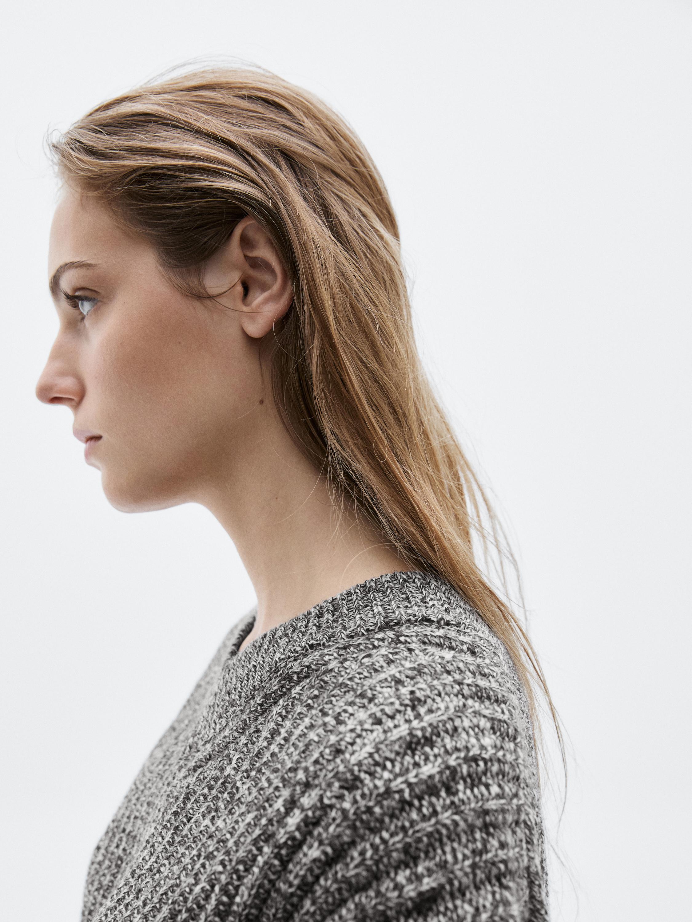 Flecked knit sweater 100% wool - LIMITED